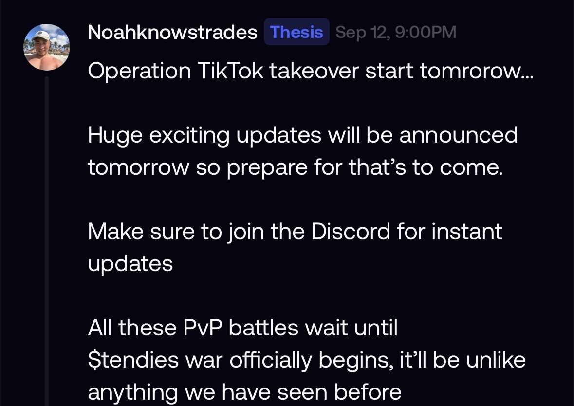 Tendies developer update about upcoming community plans