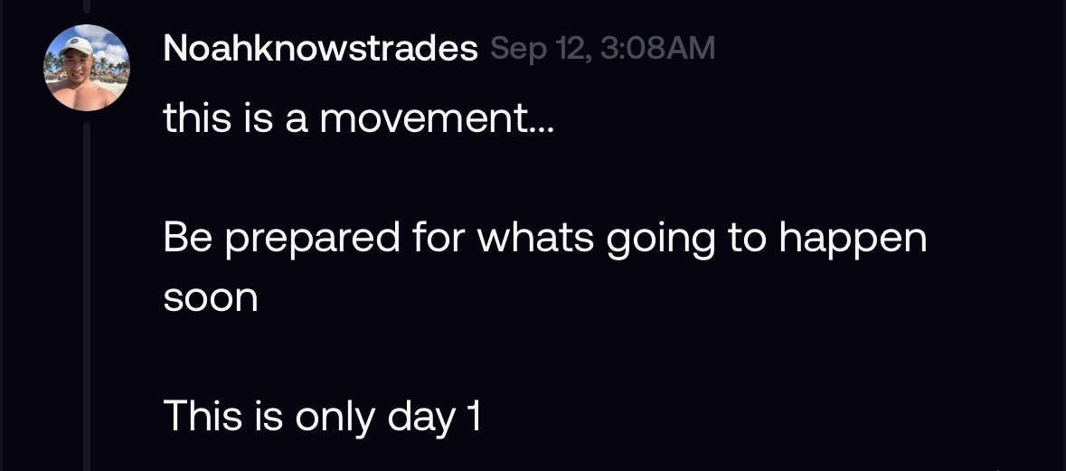 Tendies developer message announcing the beginning of the movement